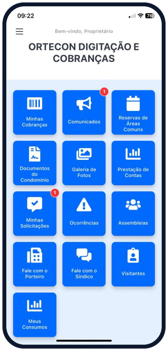 App Área do Condômino da Ortecon no Superlógica